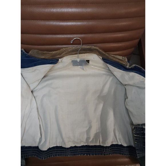 Vintage Denim and Leather Jacket Dual Control 80s Size Estimate Large - Picture 4 of 6